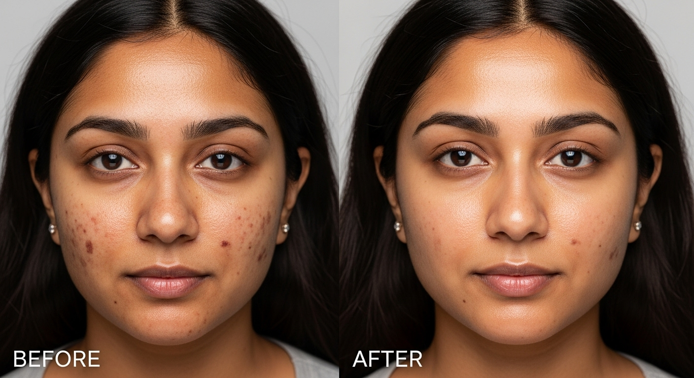 Chemical peel before and after for hyperpigmentation and melasma on Indian skin