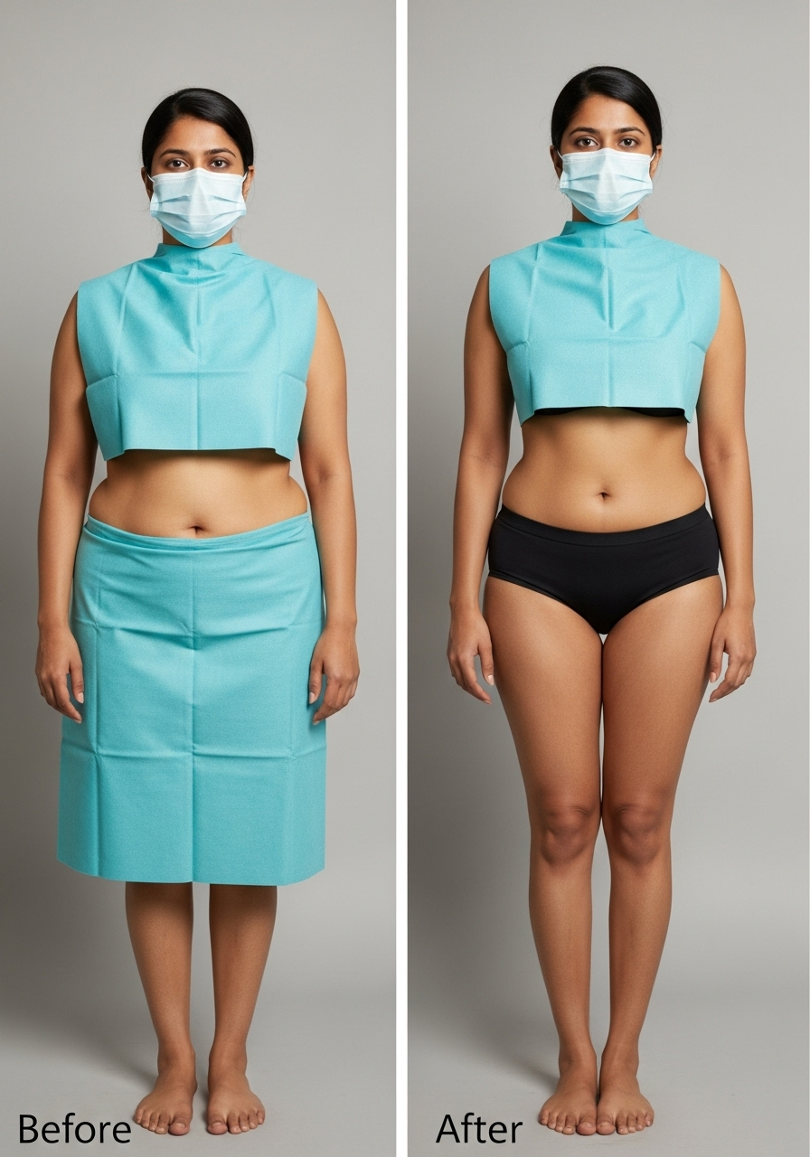 Brazilian Butt Lift results showing enhanced body contour on Indian patient