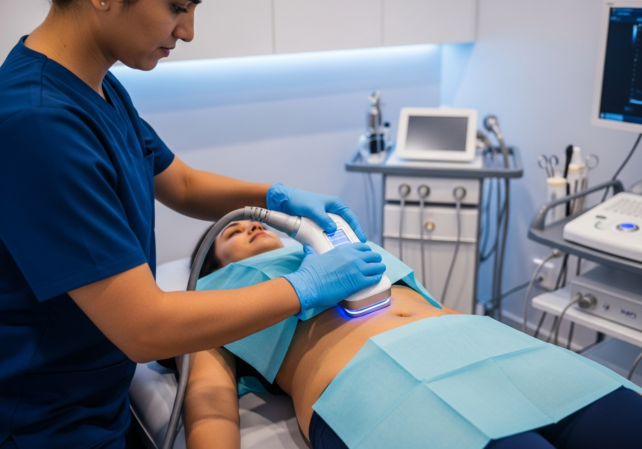 HIFU ultrasound body contouring treatment on Indian patient